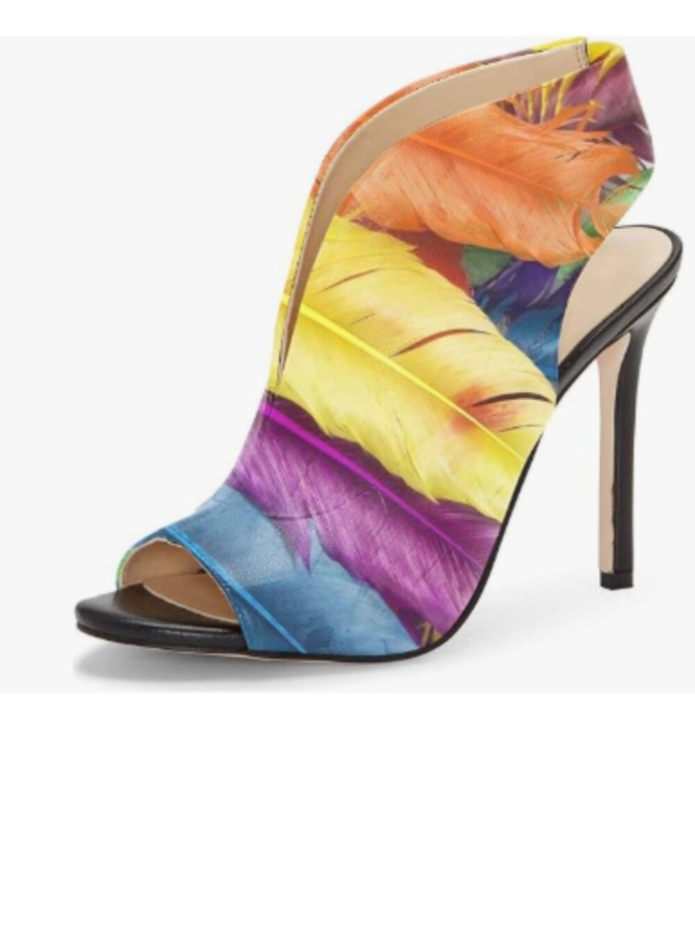 YDN Feather Chic Slingback Peep Toe Stiletto High Heel Sandals Ankle Boots